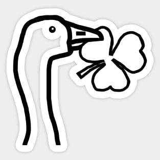 Portrait of a Goose Stealing a Shamrock Outline Sticker